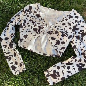 Cow Print Crop Top Size Small